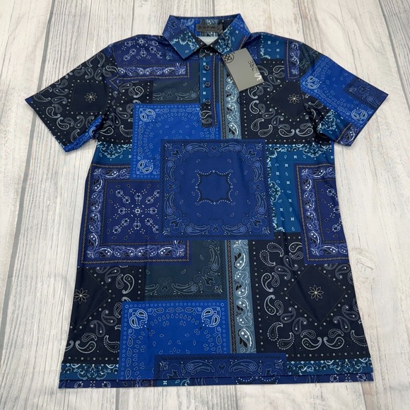 G/FORE Other - NWT G/FORE Golf Polo Shirt S Small Blue Bandana Tech Pique Slim Fit Mens $120